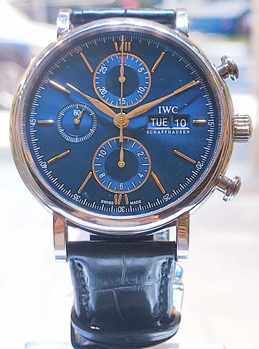 פורטופינו כרונוגרף פלדה אוטומטי לוח כחול-IWC