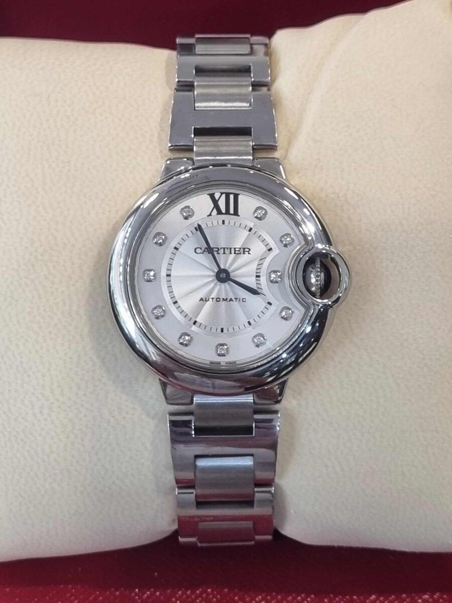 קרטיה בלון בלו נשים 33מ"מ לוח יהלומים מנגנון אוטומטי