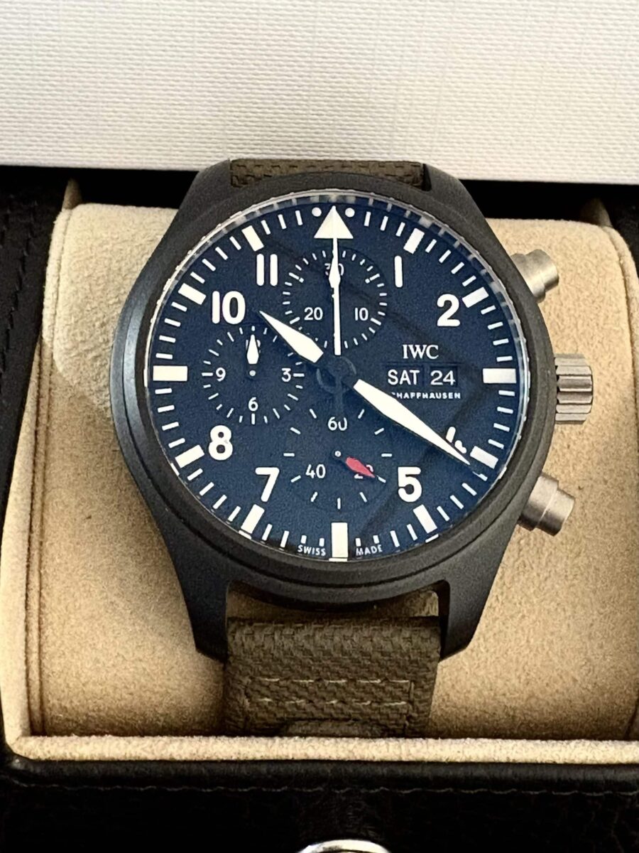 IWC פילוט כרונוגרף קרמי שחור "טופ-גאן" 44.5ממ דגם.IW389101 יד שנייה