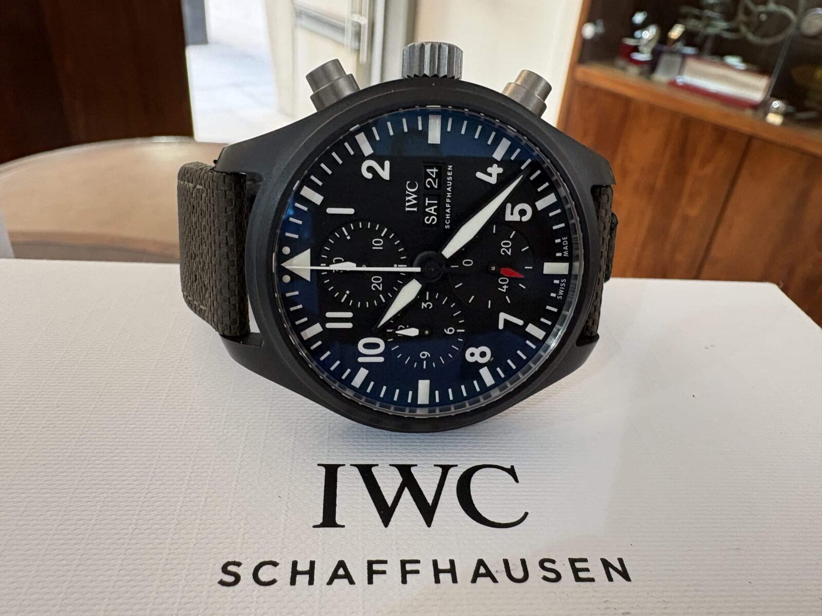 IWC פילוט כרונוגרף קרמי שחור "טופ-גאן" 44.5ממ דגם.IW389101 יד שנייה