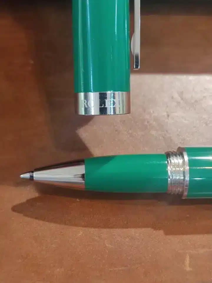 Set Rolex Green Rolleball pen + Leather Pouch